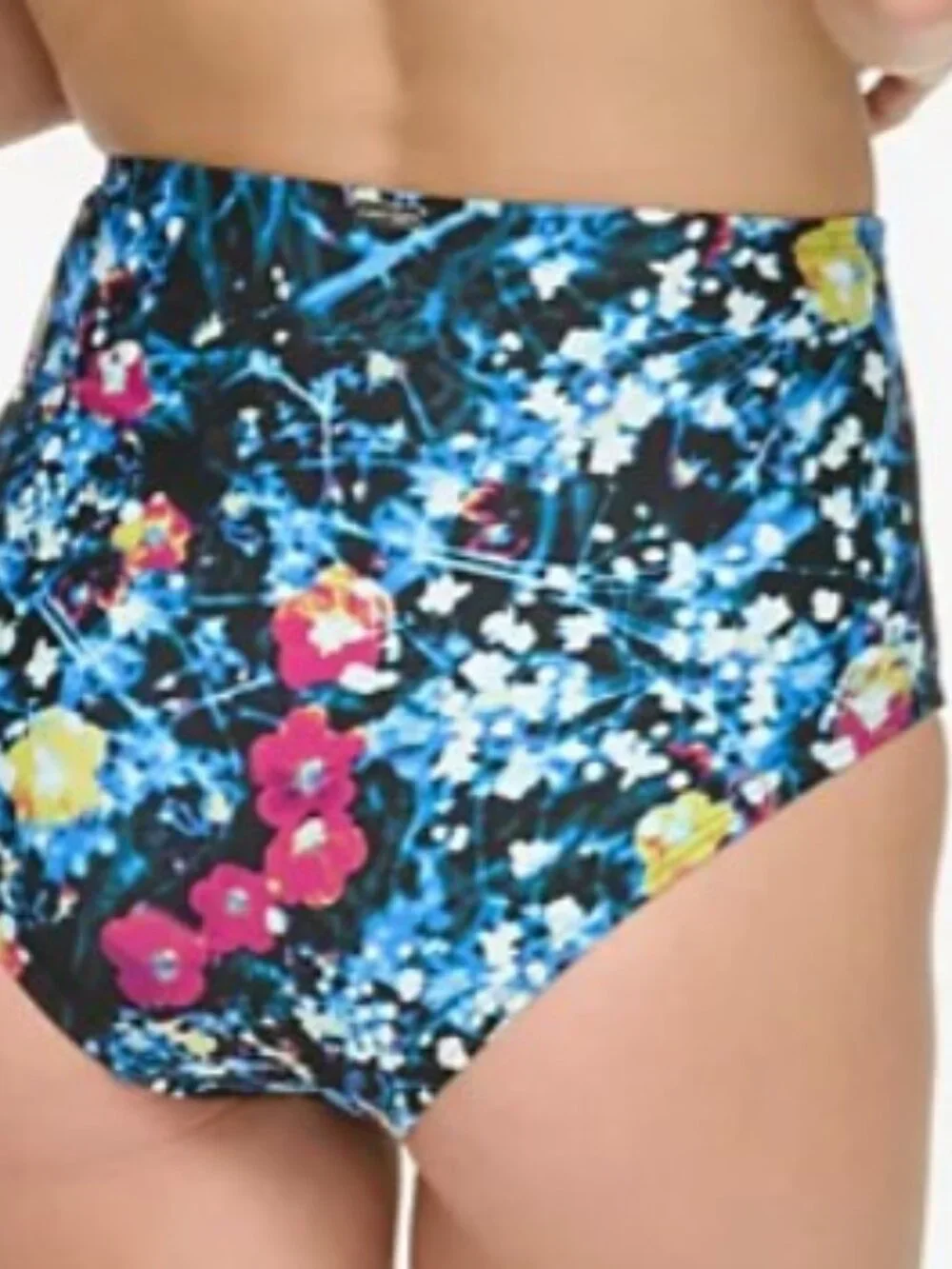 Calvin Klein Printed High-Waist Draped-Front Tummy-Control Swim Bottoms
